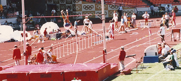 Jimmy Mellado competes in the pole vault during the 1988 Seoul Olympics decathlon