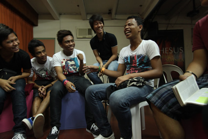 a group of laughing teenage boys