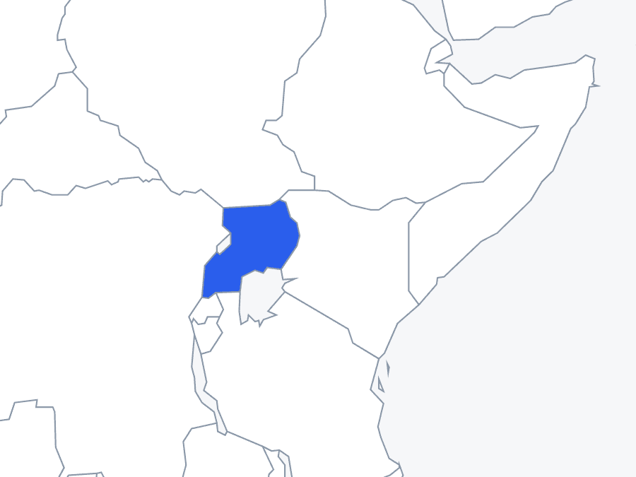 Map of Africa with Uganda highlighted in blue