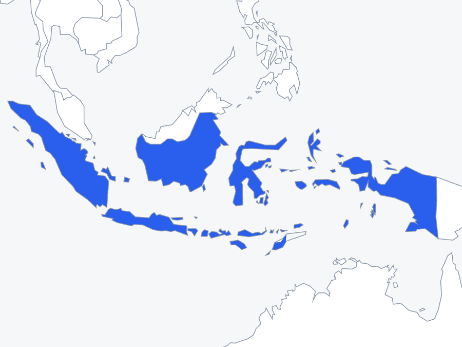 Map of where Indonesia is located.