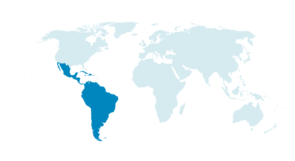 map highlighting Central and South America