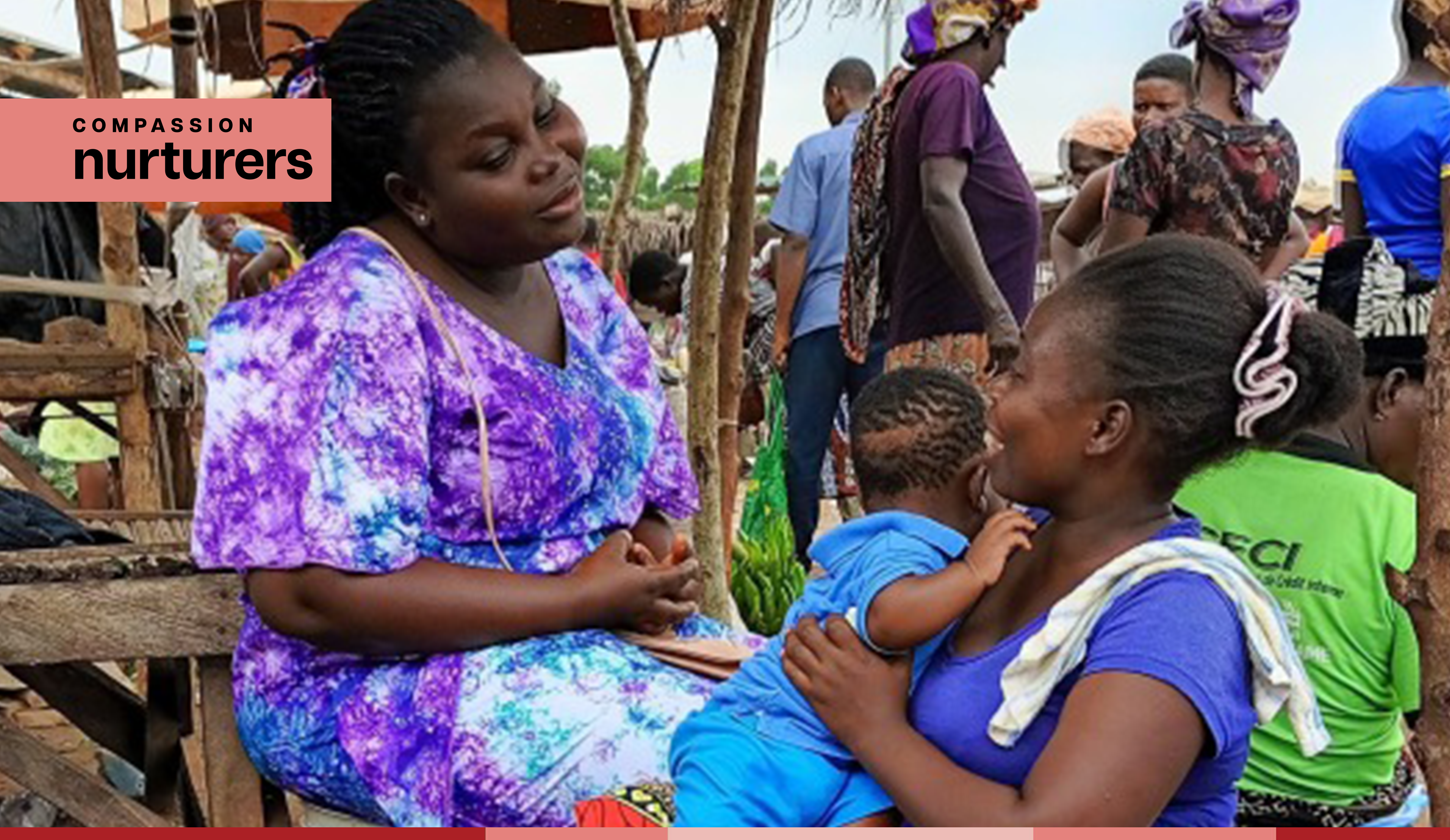 Mothers chatting in the marketplace