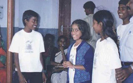 Satish participates in an activity at the Compassion center