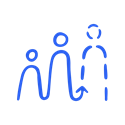 Blue icon a path of people