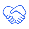 blue icon of handsshake