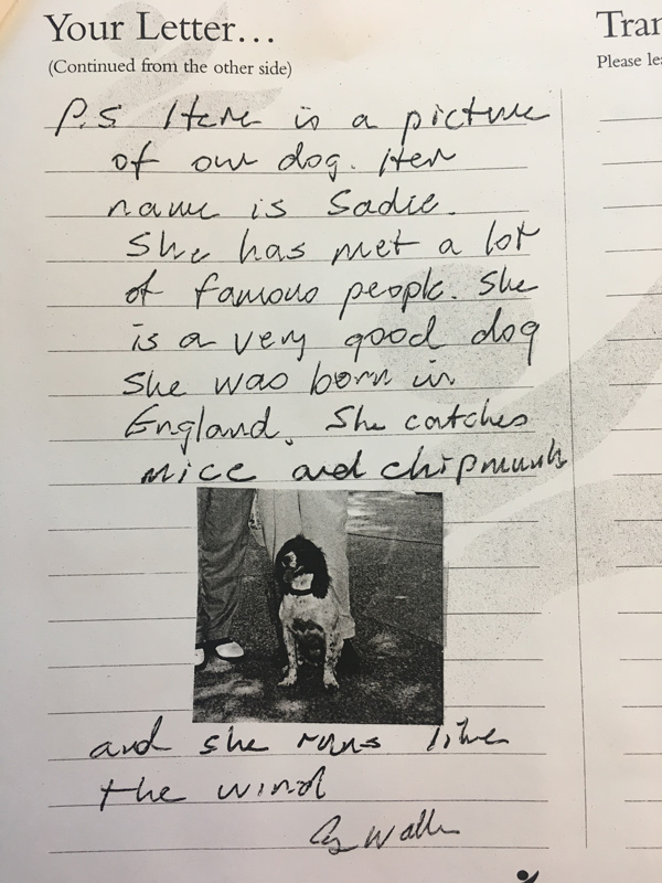 A letter from President George H.W. Bush with a photograph of his dog Sadie.