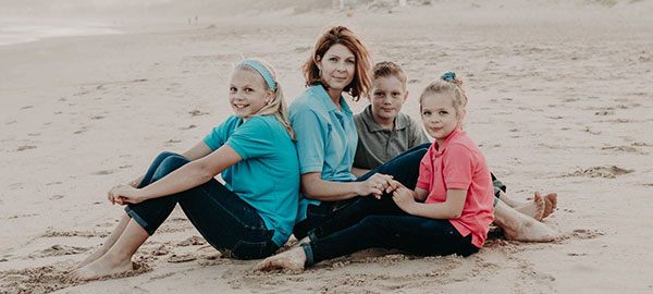 Christelle Vermeulen with her children