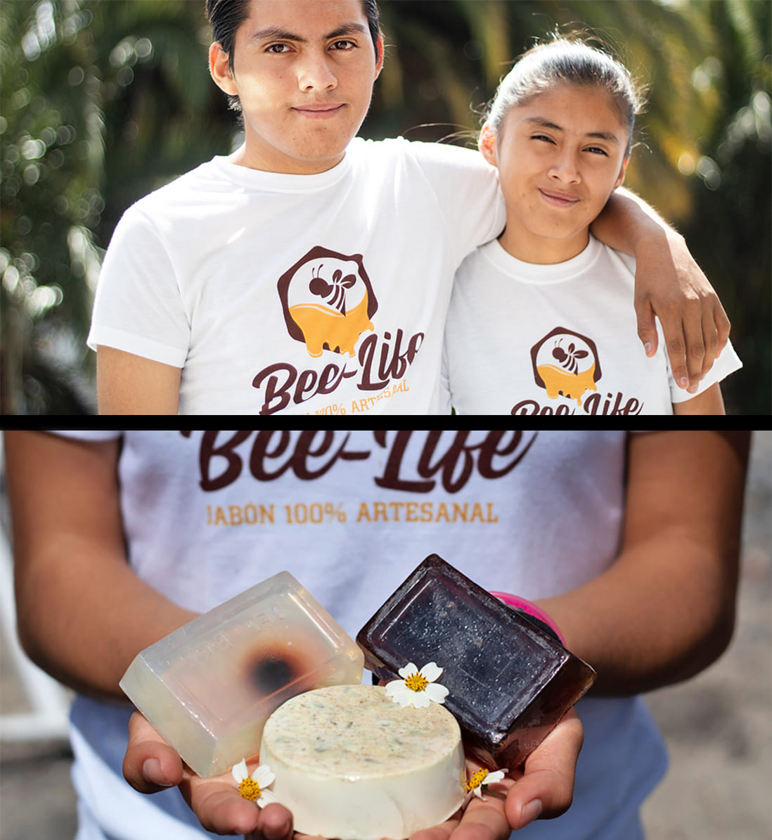 Edgar and Estrella with their handmade honey soaps 