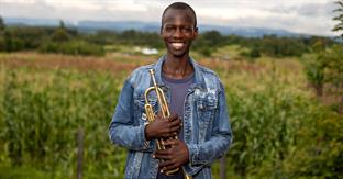 Joseph from Kenya enjoys playing the trumpet.