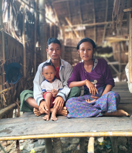 Myanmar family in their house