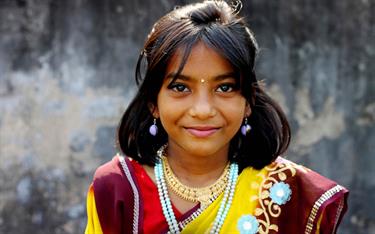 A girl from India dressed up in traditoinal clothing