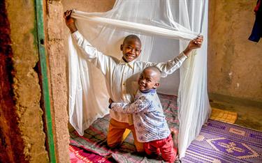These brothers have been malaria free since sleeping under this tent