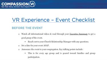 VR Event Checklist