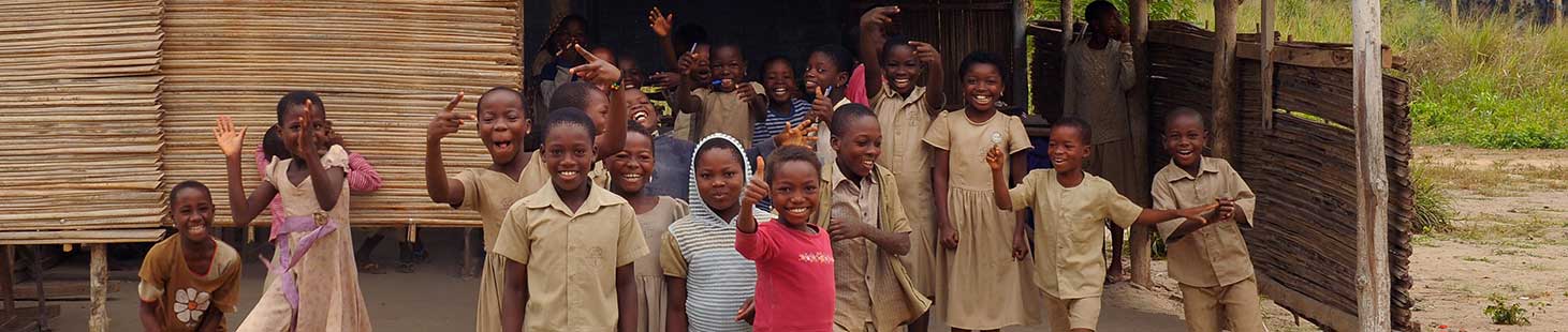A group of smiling and laughing children