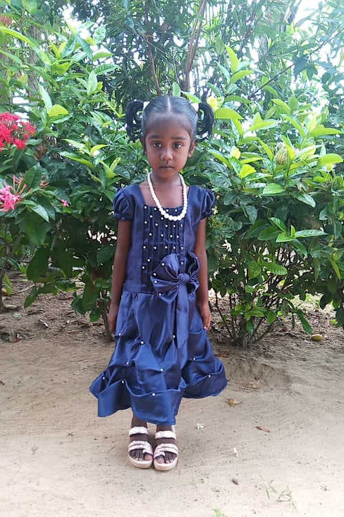 An unsponsored girl named Lukshika from Sri Lanka who has waited 538 days for a sponsor.