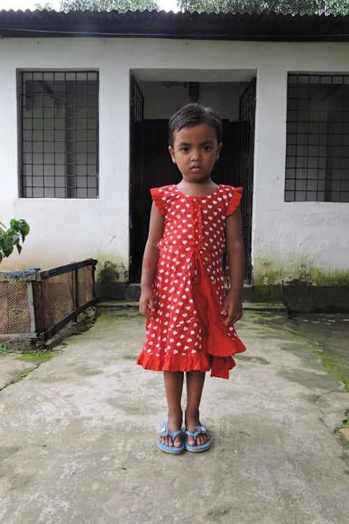 An unsponsored girl named Anuska from Bangladesh who is vulnerable to exploitation and has waited 553 days for a sponsor.