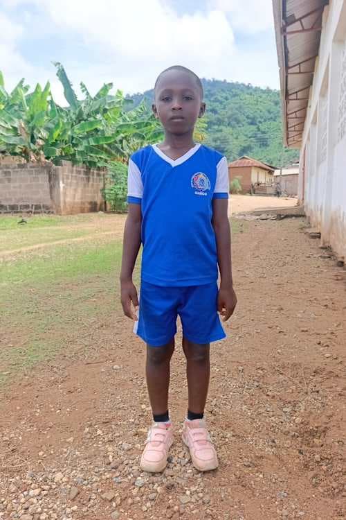 An unsponsored boy named Kennedy from Ghana who lives in an AIDS-affected area and has waited 636 days for a sponsor.