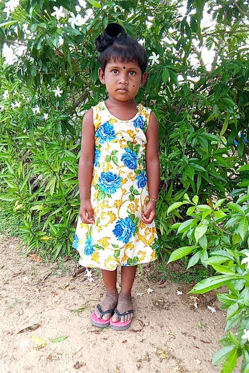 An unsponsored girl named Jithurshana from Sri Lanka who has waited 539 days for a sponsor.