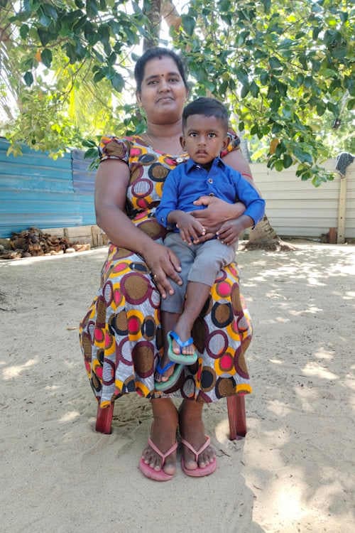 An unsponsored boy named Sasmithan from Sri Lanka who has waited 569 days for a sponsor.