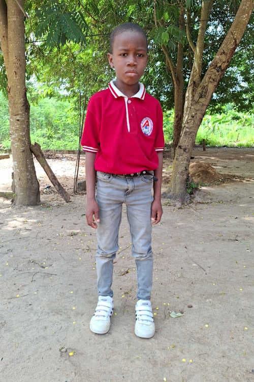 An unsponsored boy named Kekeli from Ghana who lives in an AIDS-affected area and has waited 444 days for a sponsor.