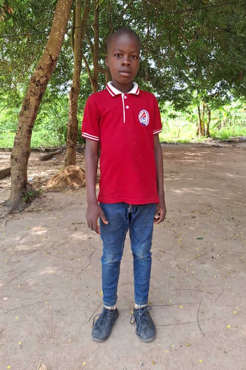 An unsponsored boy named Godsway from Ghana who lives in an AIDS-affected area and has waited 334 days for a sponsor.