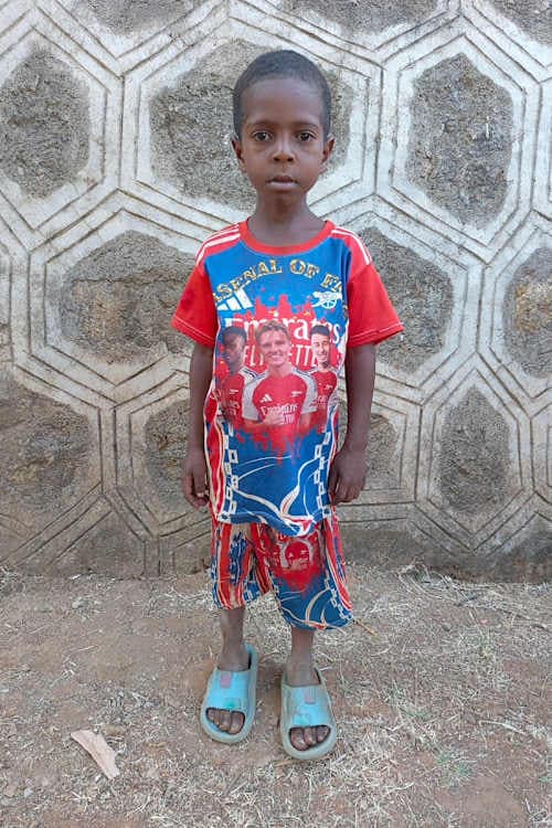 An unsponsored boy named Embakom from Ethiopia who lives in an AIDS-affected area, is vulnerable to exploitation and has waited 427 days for a sponsor.