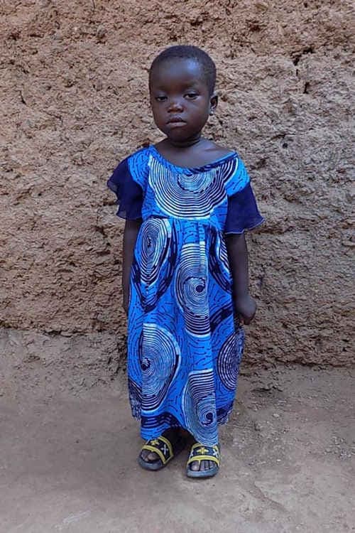 An unsponsored girl named Latame from Togo who lives in an AIDS-affected area, is vulnerable to exploitation and has waited 406 days for a sponsor.