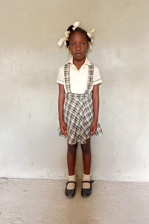 An unsponsored girl named Tchuiska from Haiti who is vulnerable to exploitation and has waited 455 days for a sponsor.