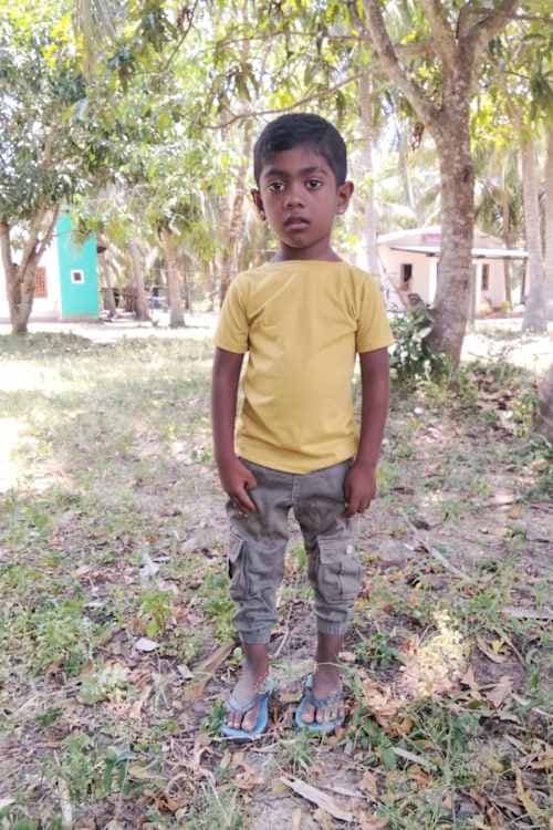 An unsponsored boy named Pathu from Sri Lanka who has waited 393 days for a sponsor.