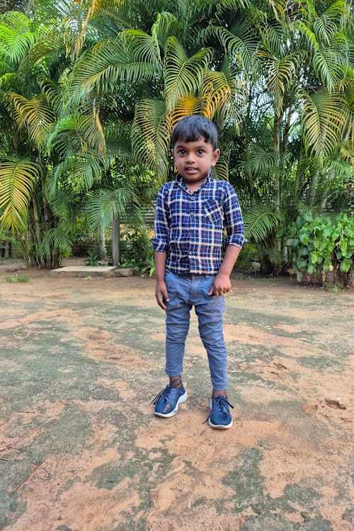 An unsponsored boy named Thubishanth from Sri Lanka who has waited 361 days for a sponsor.
