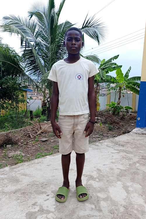 An unsponsored boy named Kwame from Ghana who lives in an AIDS-affected area and has waited 553 days for a sponsor.