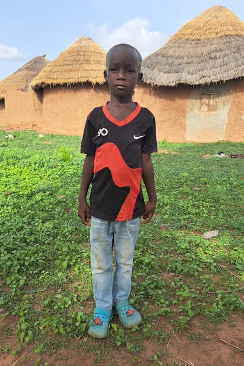 An unsponsored boy named Rufai from Ghana who lives in an AIDS-affected area and has waited 322 days for a sponsor.