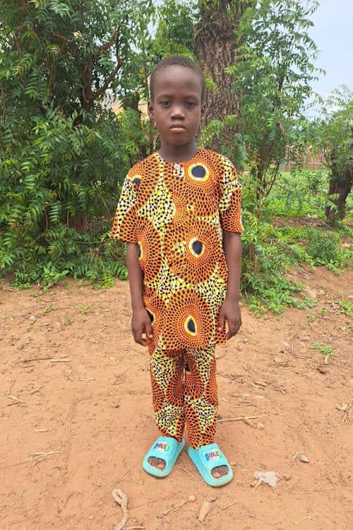 An unsponsored boy named Mohammed from Ghana who lives in an AIDS-affected area and has waited 439 days for a sponsor.