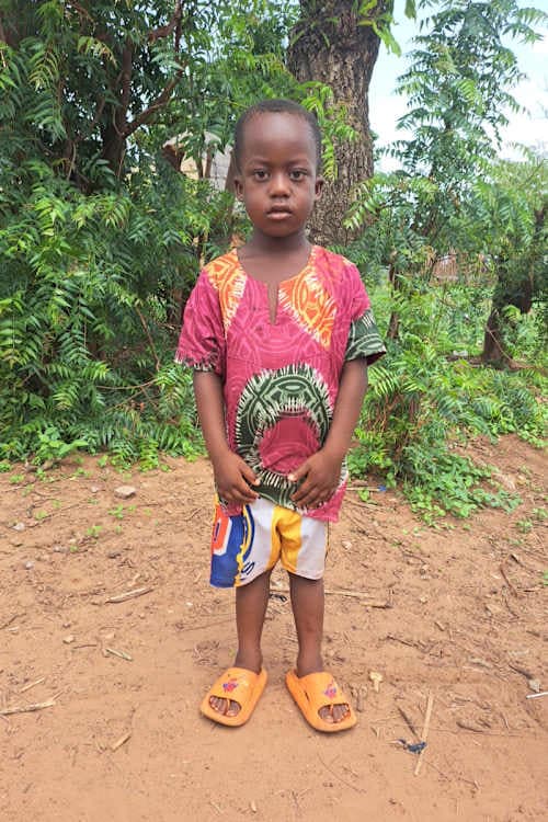 An unsponsored boy named Haruna from Ghana who lives in an AIDS-affected area and has waited 323 days for a sponsor.