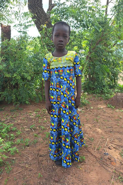An unsponsored girl named Sakina from Ghana who lives in an AIDS-affected area and has waited 322 days for a sponsor.