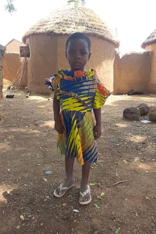 An unsponsored girl named Falilatu from Ghana who lives in an AIDS-affected area and has waited 348 days for a sponsor.
