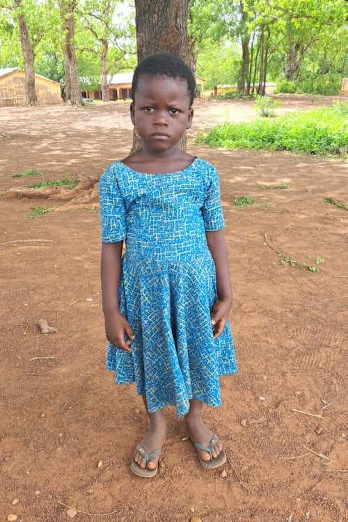 An unsponsored girl named Gmadanbu from Ghana who lives in an AIDS-affected area and has waited 336 days for a sponsor.