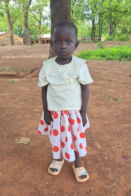 An unsponsored girl named N-nyiba from Ghana who lives in an AIDS-affected area and has waited 336 days for a sponsor.