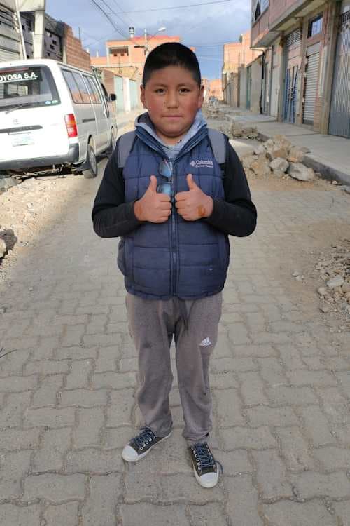 An unsponsored boy named Jhosep Nielzen from Bolivia who has waited 551 days for a sponsor.