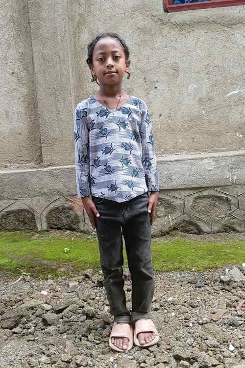 An unsponsored girl named Yafomya from Ethiopia who lives in an AIDS-affected area, is vulnerable to exploitation and has waited 481 days for a sponsor.