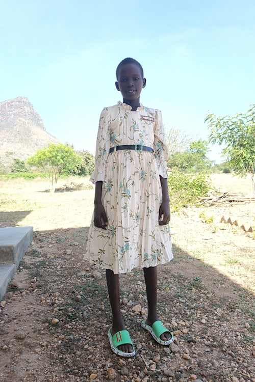 An unsponsored girl named Lomongin baby tata from Uganda who lives in an AIDS-affected area, is vulnerable to exploitation and has waited 570 days for a sponsor.