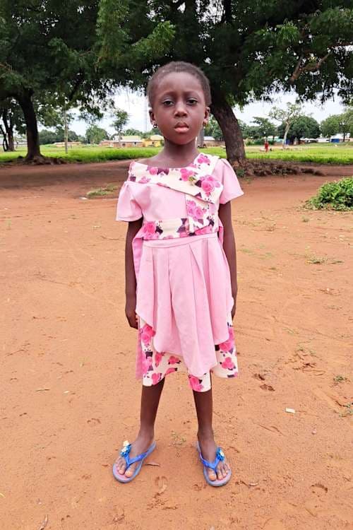 An unsponsored girl named Nbebe from Ghana who lives in an AIDS-affected area and has waited 265 days for a sponsor.