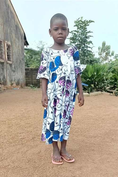 An unsponsored girl named Elodie from Togo who lives in an AIDS-affected area, is vulnerable to exploitation and has waited 258 days for a sponsor.