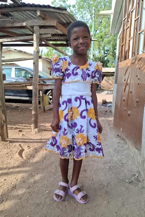 An unsponsored girl named Jurgia from Ghana who lives in an AIDS-affected area and has waited 349 days for a sponsor.