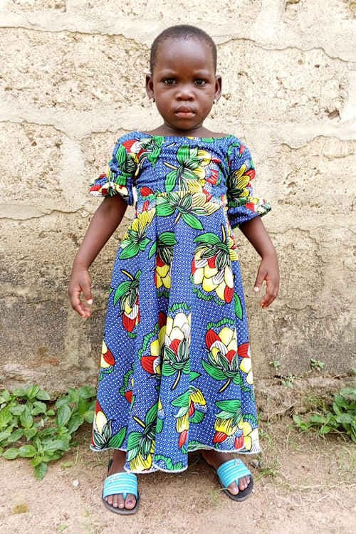 An unsponsored girl named Grace from Togo who lives in an AIDS-affected area, is vulnerable to exploitation and has waited 621 days for a sponsor.