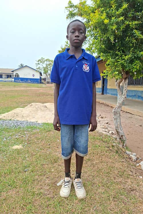 An unsponsored boy named Kwame from Ghana who lives in an AIDS-affected area and has waited 494 days for a sponsor.