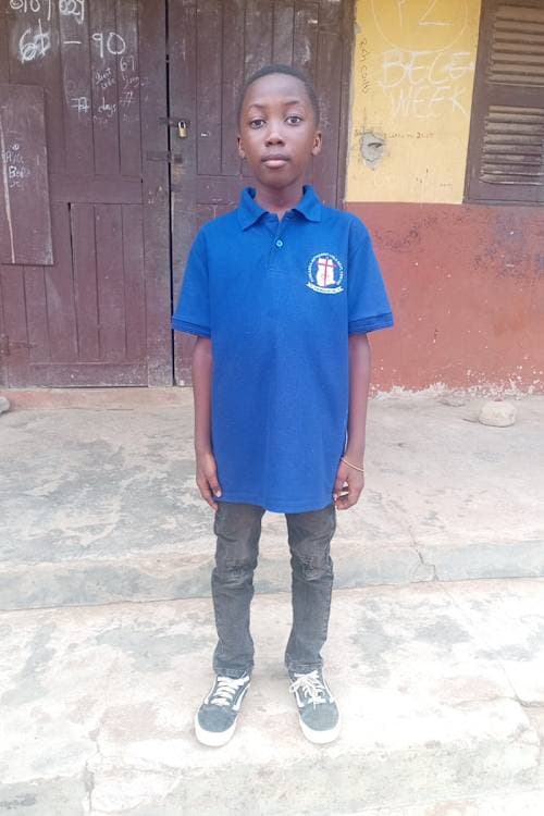 An unsponsored boy named Nyameba from Ghana who lives in an AIDS-affected area and has waited 704 days for a sponsor.