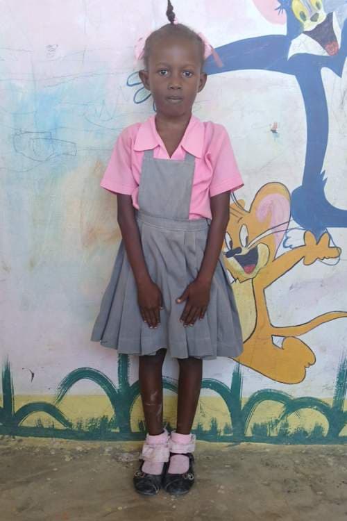 An unsponsored girl named Pjoulie from Haiti who is vulnerable to exploitation and has waited 584 days for a sponsor.