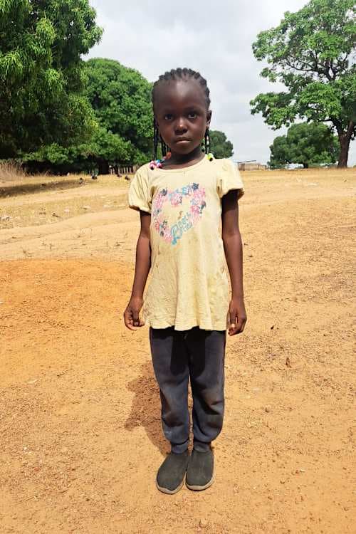 An unsponsored girl named Kadija from Ghana who lives in an AIDS-affected area and has waited 371 days for a sponsor.