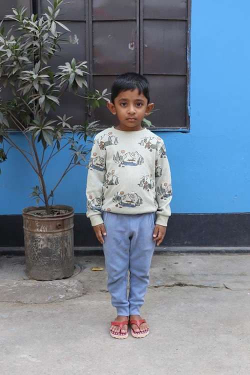 An unsponsored boy named Sreyas from Bangladesh who is vulnerable to exploitation and has waited 442 days for a sponsor.